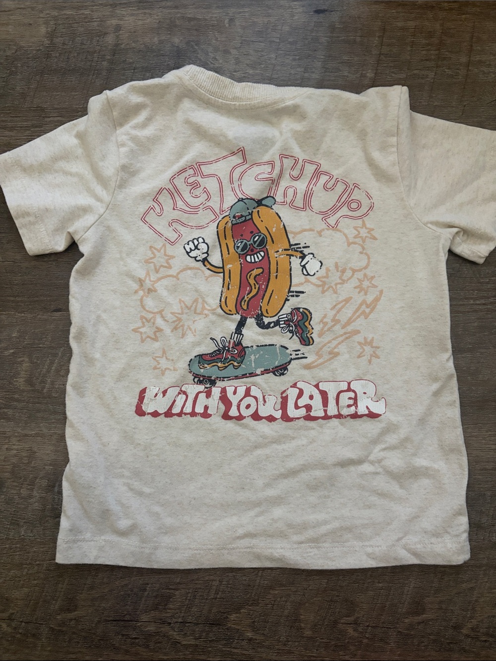 Cream Hot Dog Skater Tee and Red Shorts Set